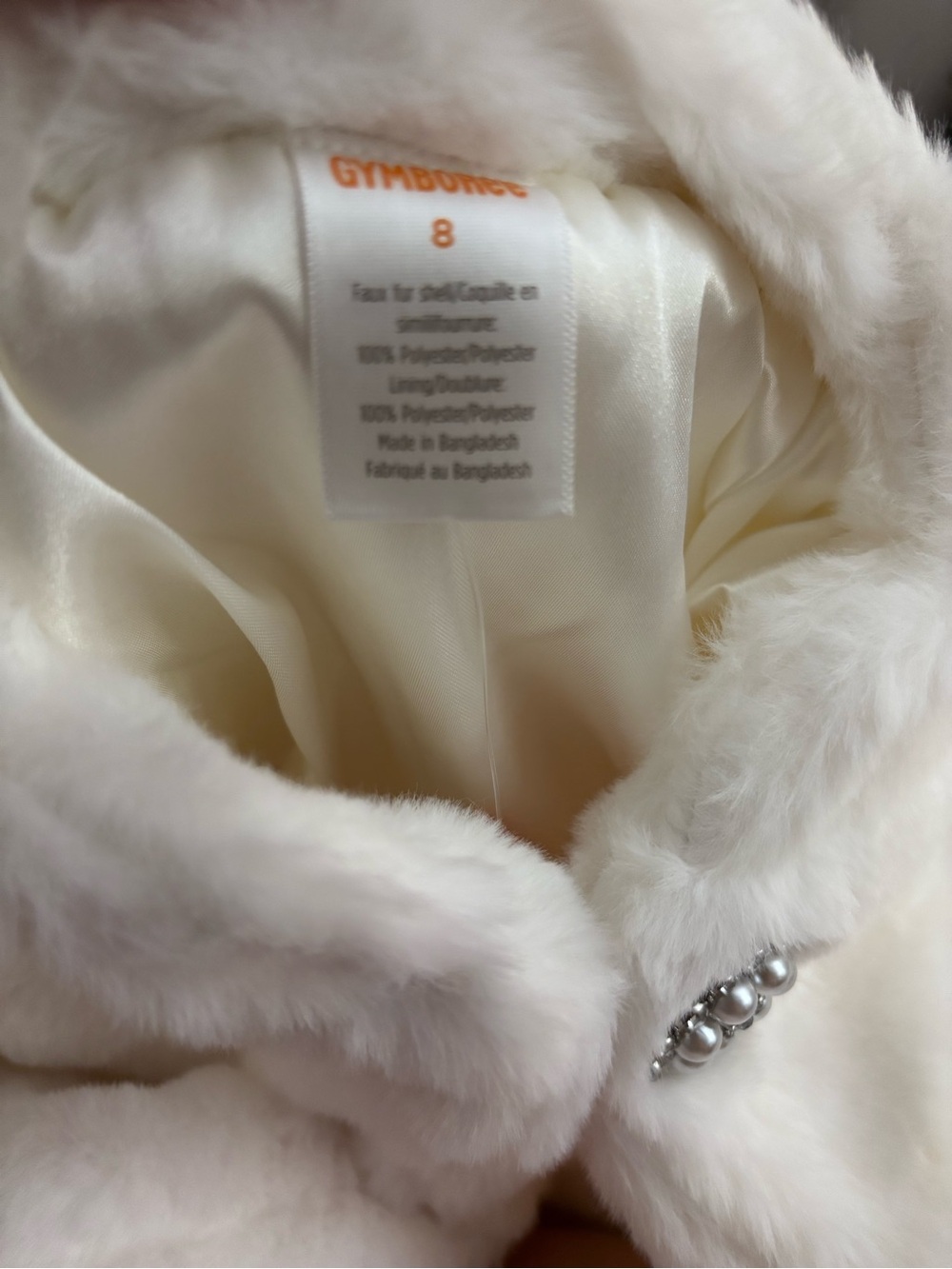 Gymboree Ivory Faux Fur Bolero with Decorative Brooch - Picture 5 of 7